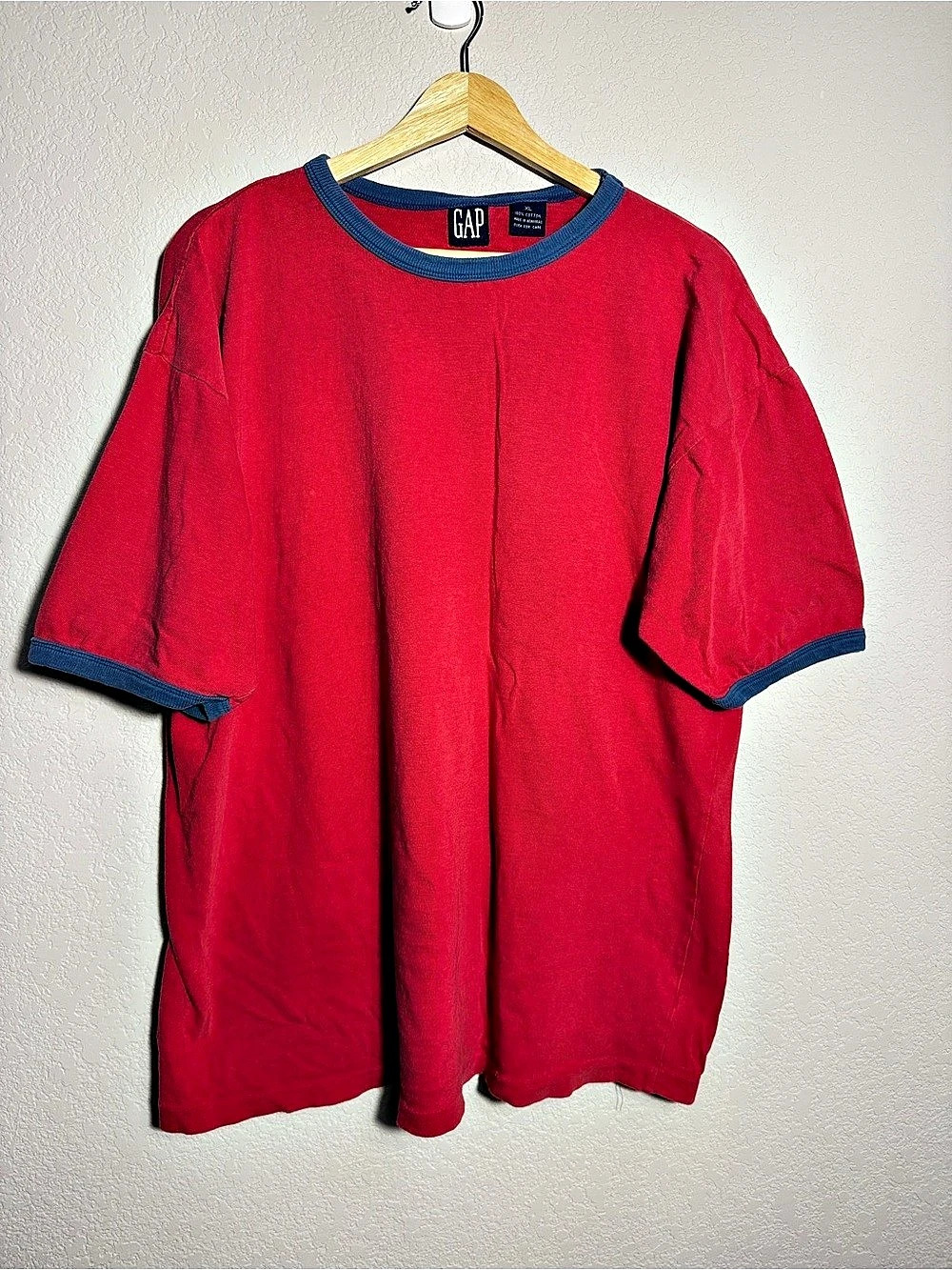 Vintage GAP shirt Men's Cotton Tee Red & Blue Size XL 90s